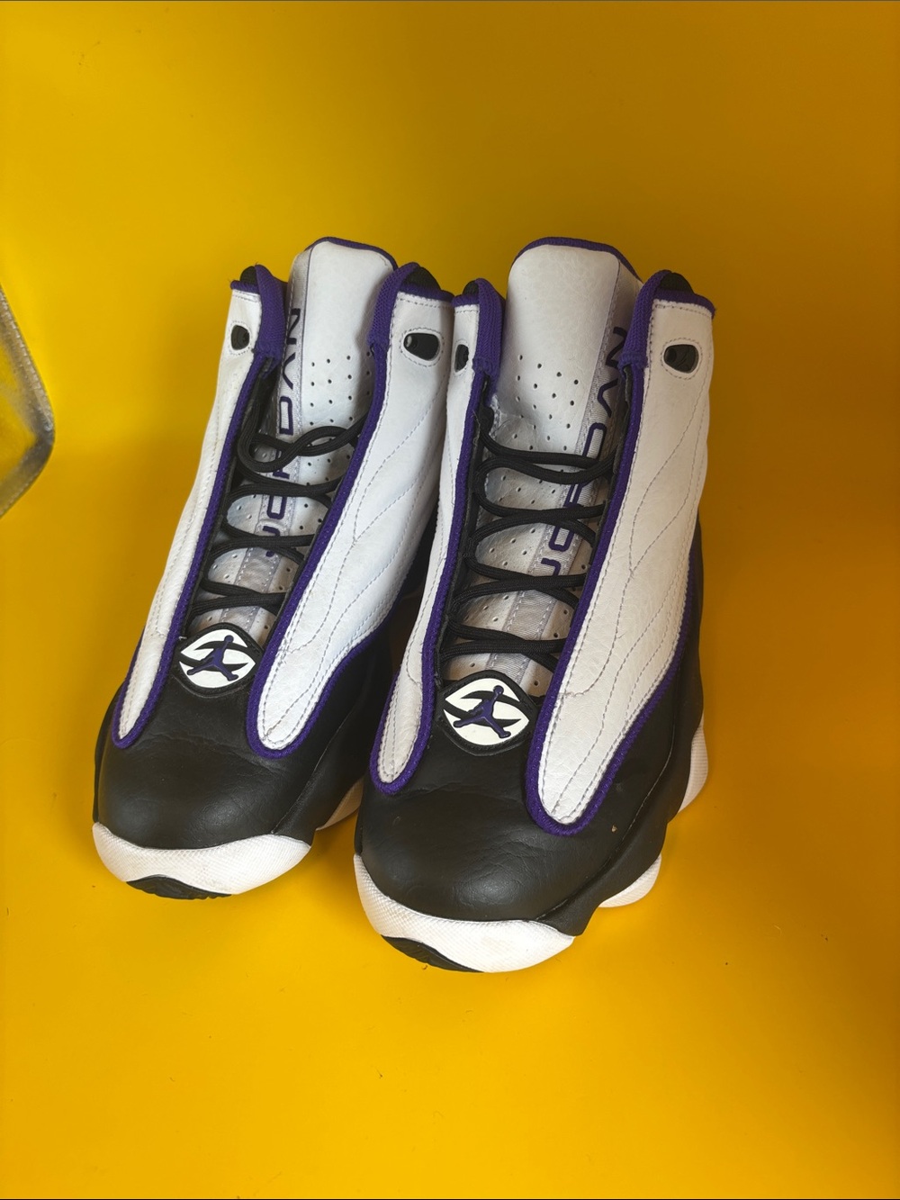Air Jordan Kids Basketball Shoes - White, Black & Purple Size 6Y